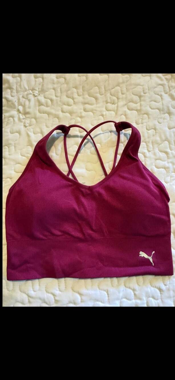 Puma Seamless Sports Bra Size L Maroon Wine  Longline Crisscross